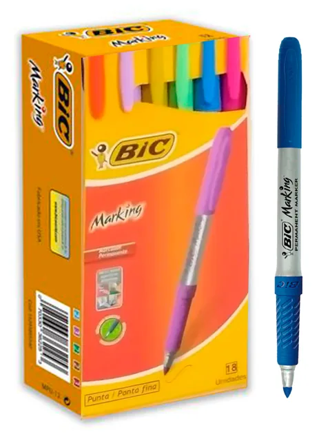 Marcadores permanentes BIC Marking, caja x18 colores